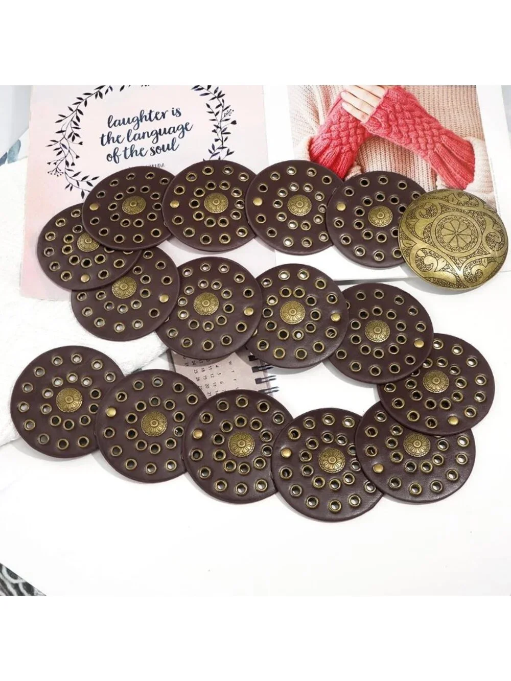 Vintage Boho Wide Disc Leather Belt for Women - Hollow Design, Stylish Accessory